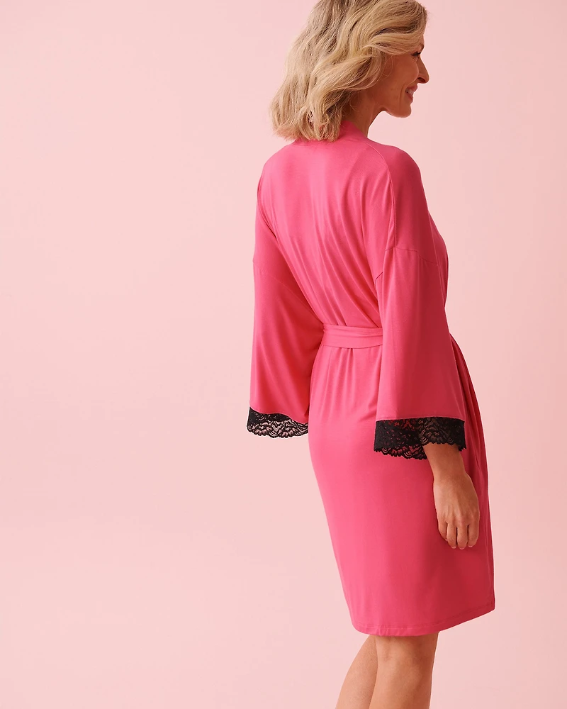 Kimono en modal avec bordure dentelle