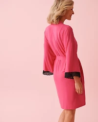 Kimono en modal avec bordure dentelle