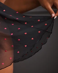 Heart Embroidered Mesh Babydoll