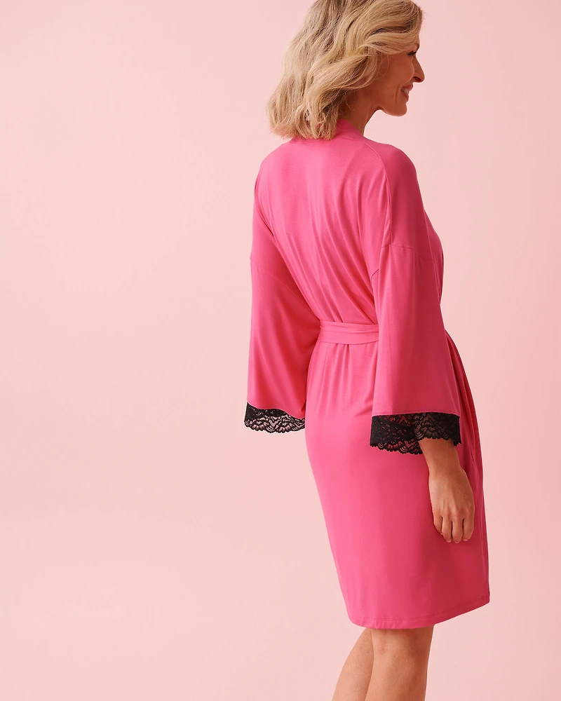 Kimono en modal avec bordure dentelle