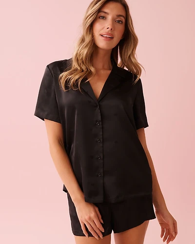 Ensemble pyjama en satin jacquard à cœurs