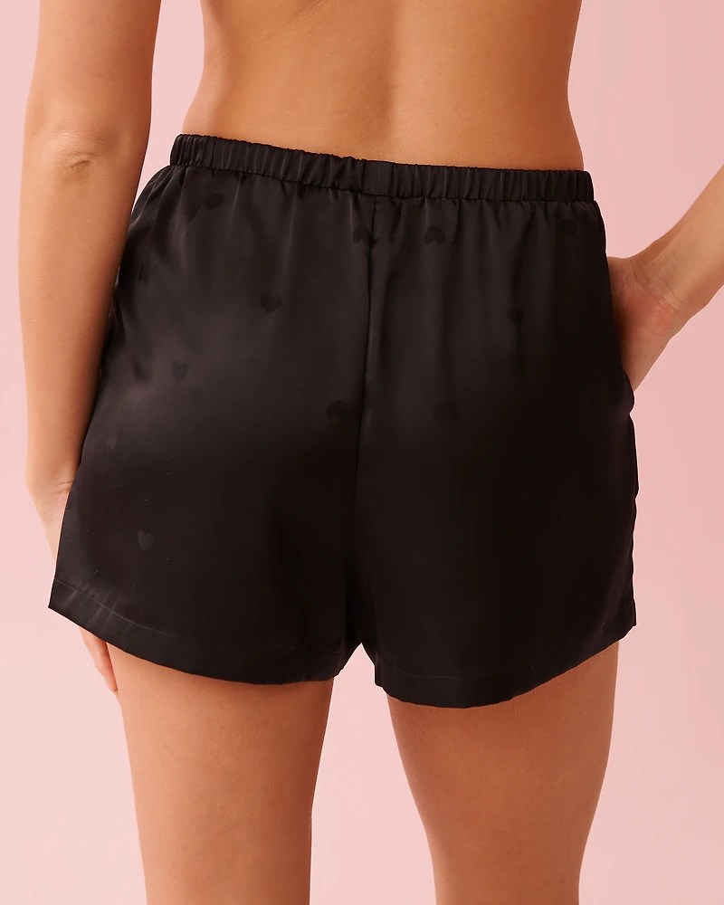 Short Sleeve Heart Jacquard Satin Pajama Set