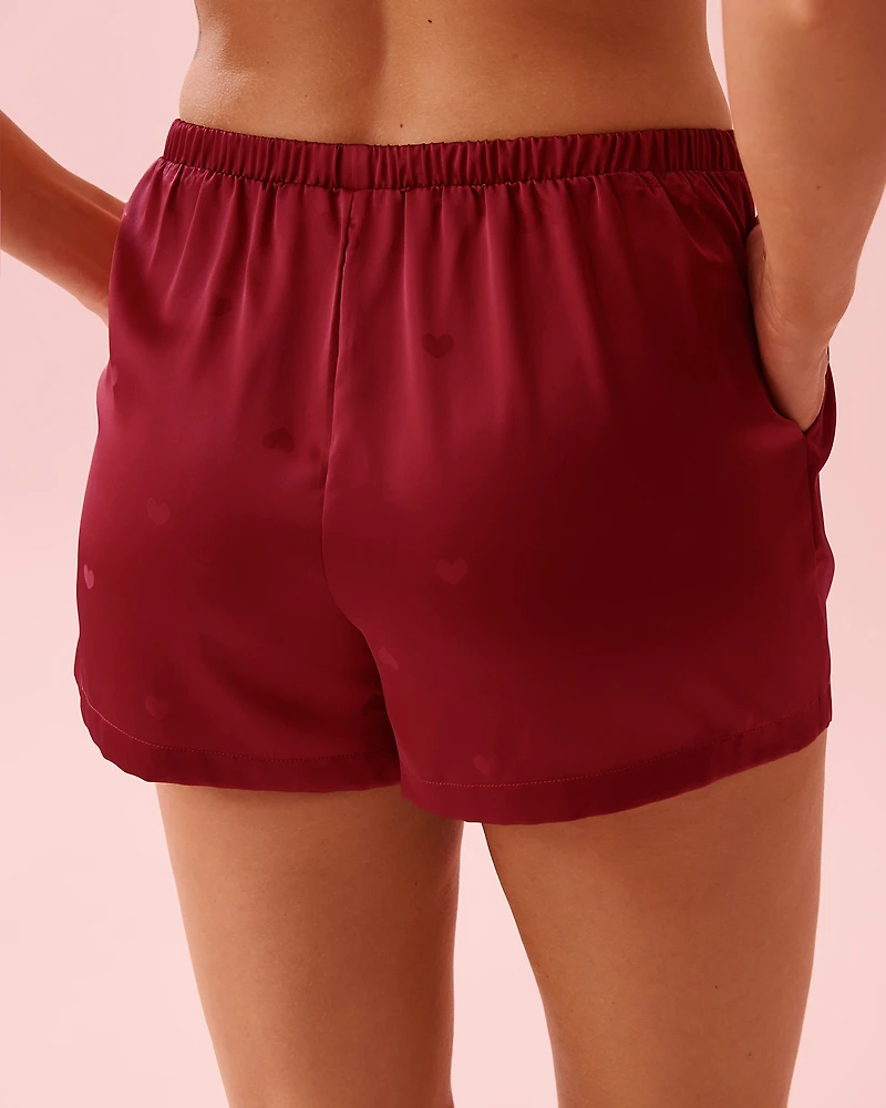 Short Sleeve Heart Jacquard Satin Pajama Set