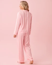 Striped Long Sleeve Satin Pajama Set