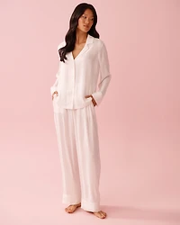 Striped Long Sleeve Satin Pajama Set