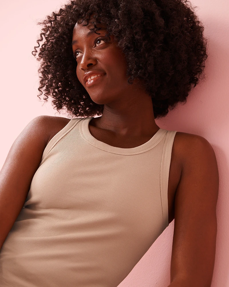 Camisole côtelée à soutien intégré en coton
