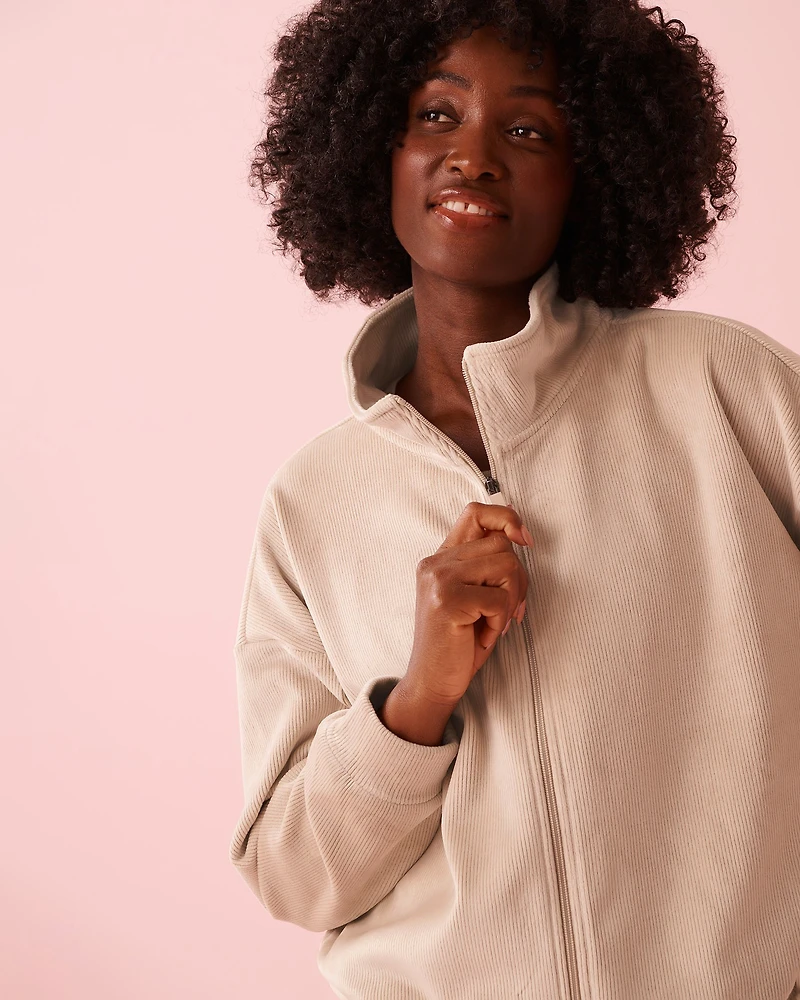 Heavy Ribbed Zip-up Sweatshirt