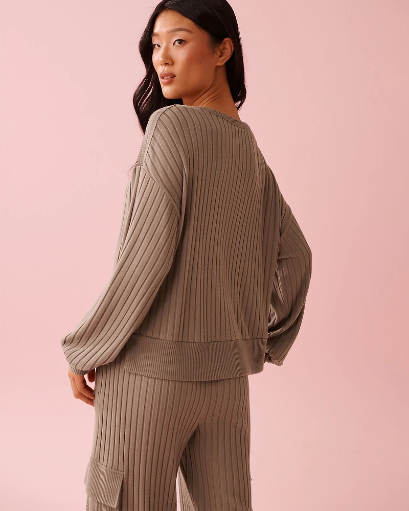 Ribbed Knit Long Sleeve Shirt