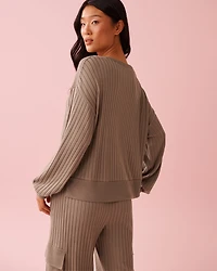 Ribbed Knit Long Sleeve Shirt