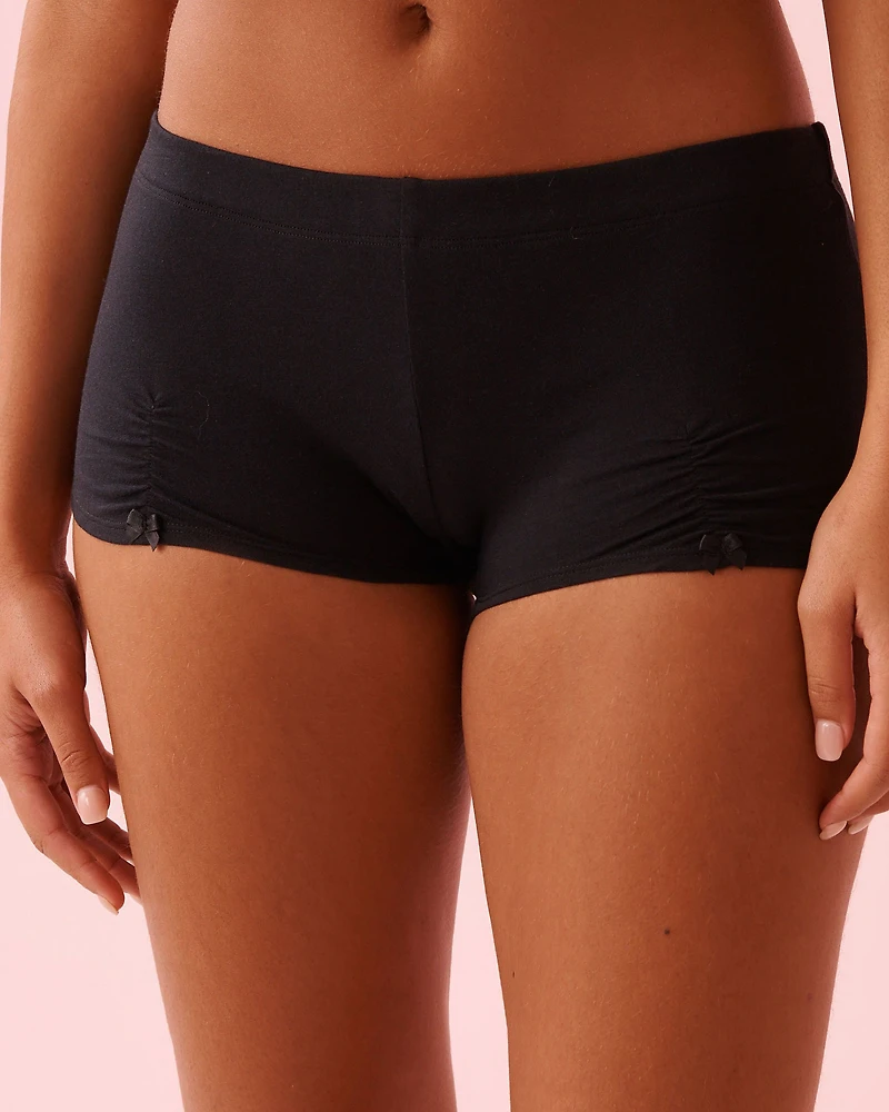 Culotte garçonne en coton à nœuds et fronces