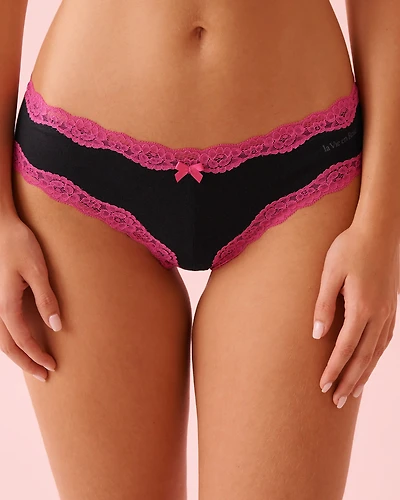 Culotte cheeky coton et bordure de dentelle