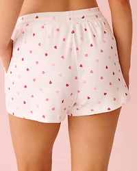 Heart Print Pointelle Pajama Shorts