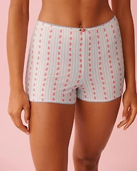 Rose Print Super Soft Biker Style Pajama Shorts