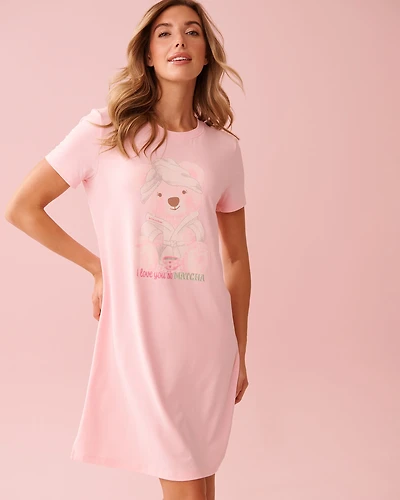 Chemise de nuit ultra douce imprimé macaron cœur