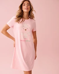 Chemise de nuit ultra douce imprimé macaron cœur
