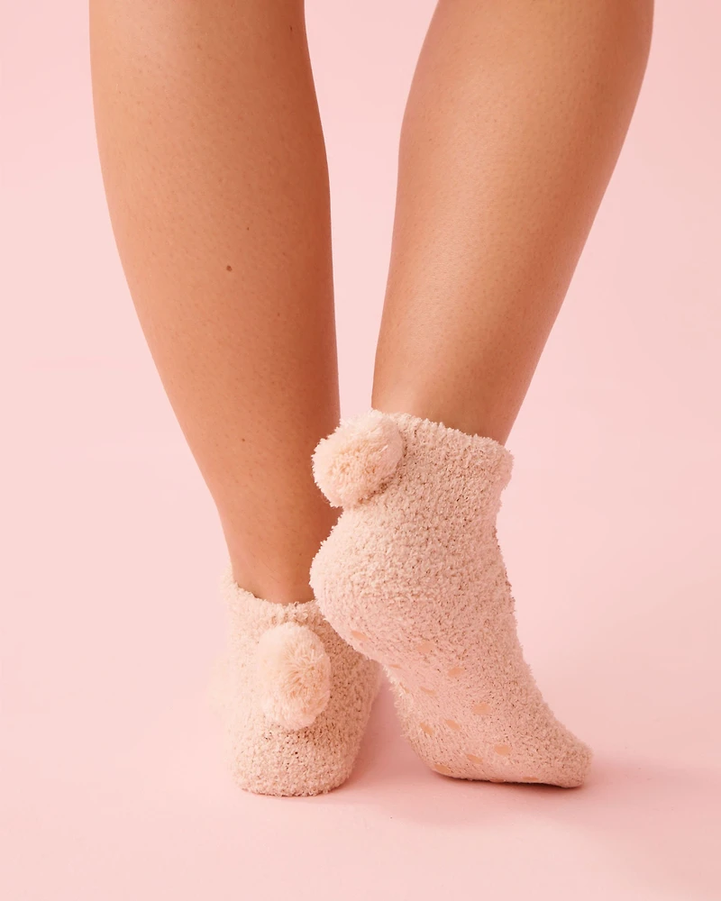 Rabbit Print Pompom Soft Plush Socks
