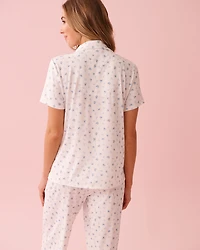 Blue Rose Print Super Soft Button-down Shirt