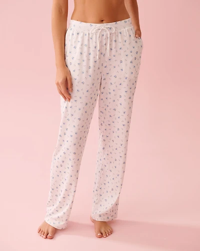 Blue Rose Print Super Soft Pajama Pants