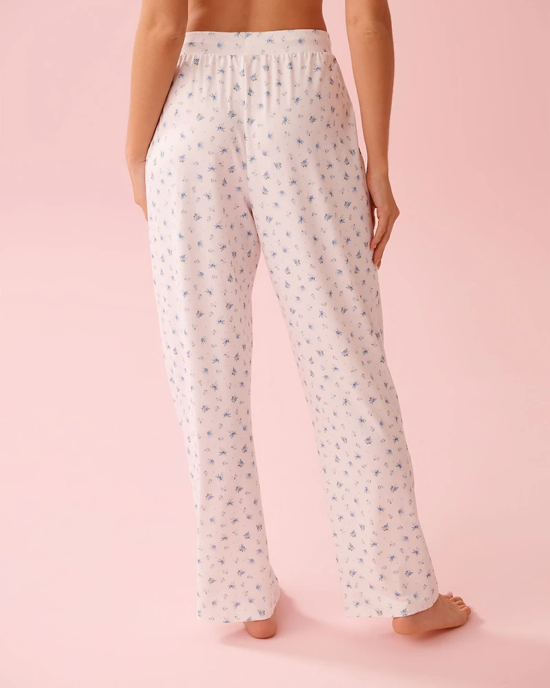 Blue Rose Print Super Soft Pajama Pants