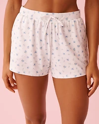 Blue Rose Print Super Soft Pajama Shorts