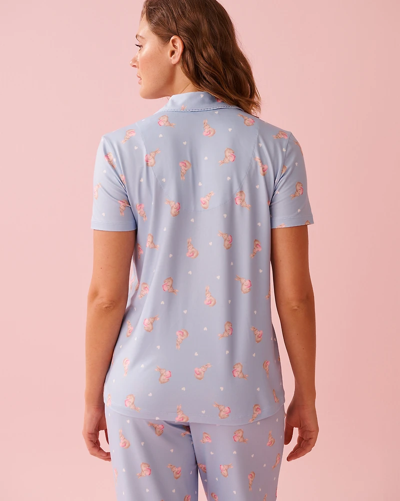 Spa Time Teddy Print Super Soft Button-down Shirt