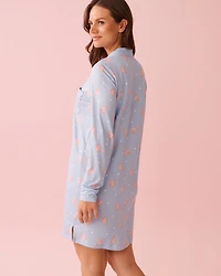 Chemise de nuit boutonnée ultra douce imprimé ourson relax