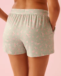Blue Rose Print Super Soft Pajama Shorts