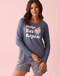 Cupcake Print Cotton Long Sleeve Shirt