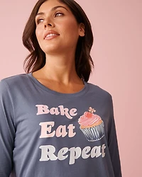 Cupcake Print Cotton Long Sleeve Shirt