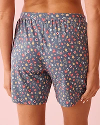 Bermuda en coton carreaux bleus