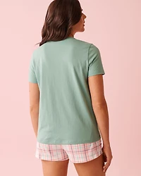 T-shirt col rond en coton imprimé chiens et cupcakes