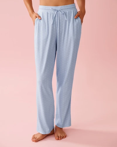 Heart Print Pointelle Pajama Pants