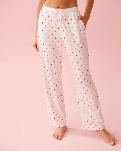 Pantalon de pyjama en pointelle imprimé cœurs