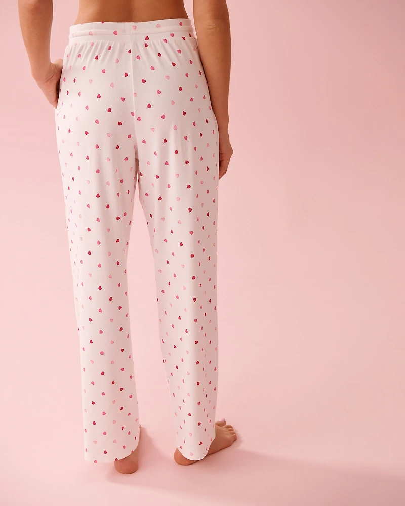 Pantalon de pyjama en pointelle imprimé cœurs