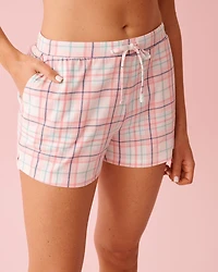Pink Plaid Cotton Pajama Shorts