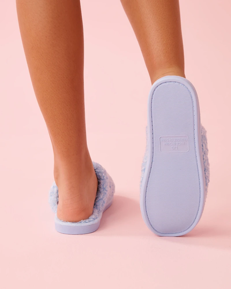 Heart Embroidered Curly Fur Slippers