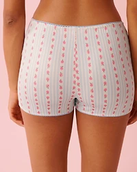 Rose Print Super Soft Biker Style Pajama Shorts