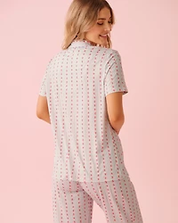 Spa Time Teddy Print Super Soft Button-down Shirt