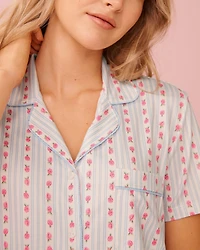 Spa Time Teddy Print Super Soft Button-down Shirt