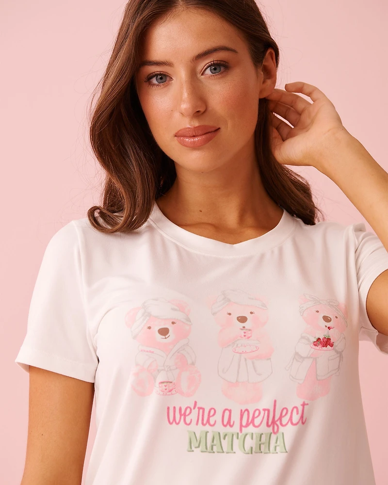 Spa Time Teddy Print Super Soft Short Sleeve T-shirt