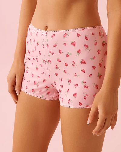 Rose Print Super Soft Biker Style Pajama Shorts