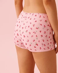 Rose Print Super Soft Biker Style Pajama Shorts