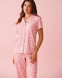 Spa Time Teddy Print Super Soft Button-down Shirt
