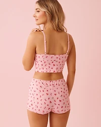 Camisole courte ultra douce imprimé rose