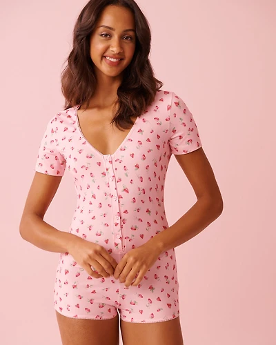 Spa Time Teddy Print Super Soft Short Sleeve Romper