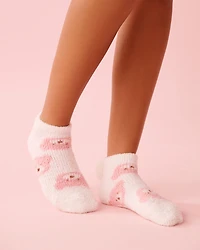 Rabbit Print Pompom Soft Plush Socks