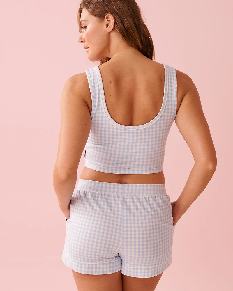 Wide Strap Cotton Crop Cami with Shelf Bra