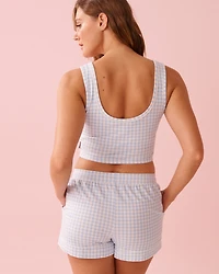 Wide Strap Cotton Crop Cami with Shelf Bra