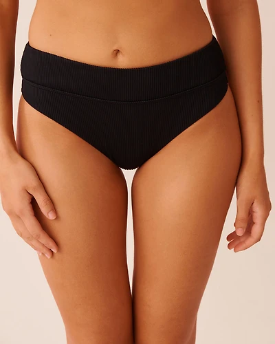 SOLID Ribbed Mid Waist Brazilian Bikini Bottom