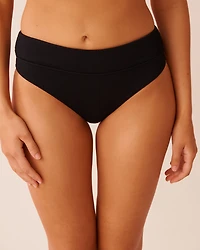 SOLID Ribbed Mid Waist Brazilian Bikini Bottom